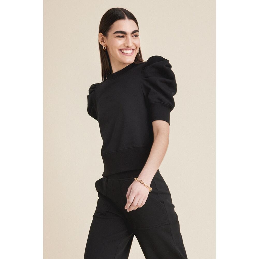 SoldOutNYC The Just Enough Puff Short Sleeve Sweatshirt in Black
